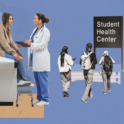 Students overseas and health collage design