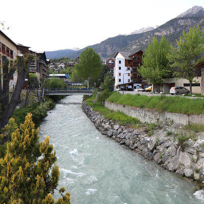 The Guisane river, town of Briançon, department of Hautes-Alpes, France