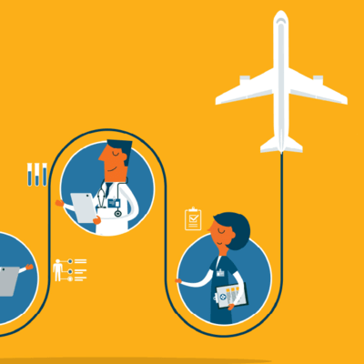 Illustration of doctors and medical travel