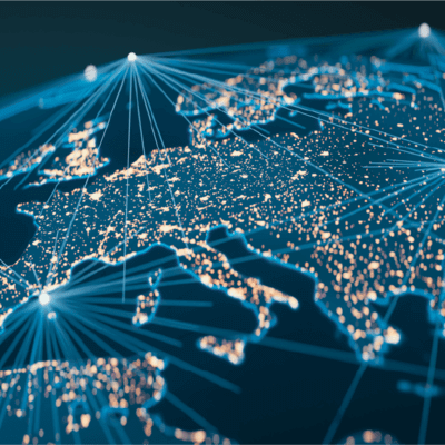 Map of the world and connecting dots