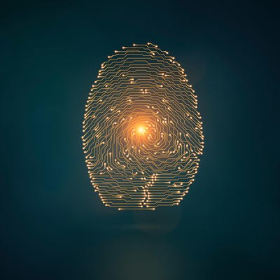 Digital security concept with person identity fingerprint 