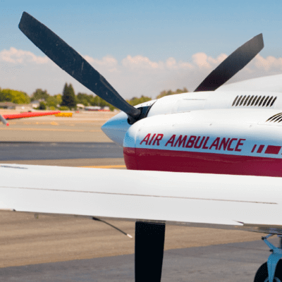 Air ambulance on a runway