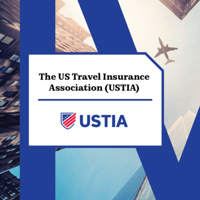 Graphic of a plane over skyscrapers