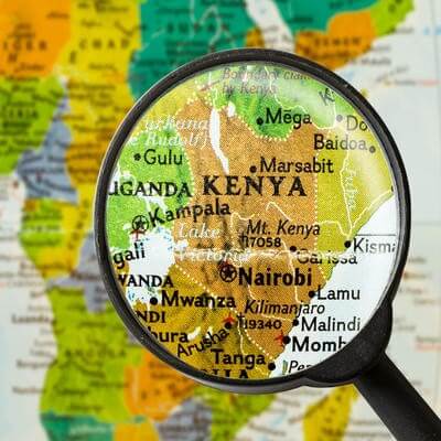 East africa on map, magnified
