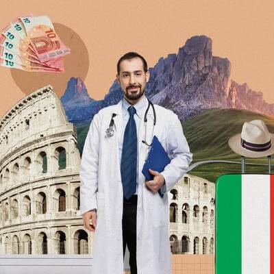 Collage of an Italian doctor 