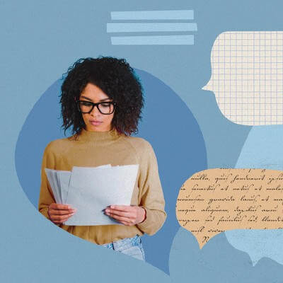 Collage of someone understanding policy document 