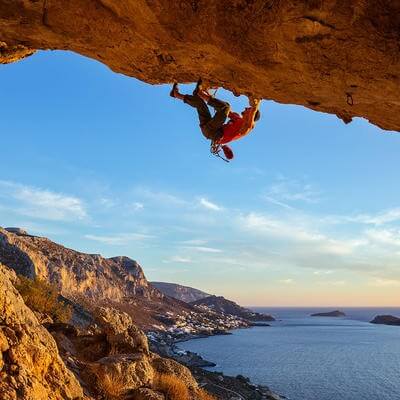 Imagine of a person rock climbing in Greece