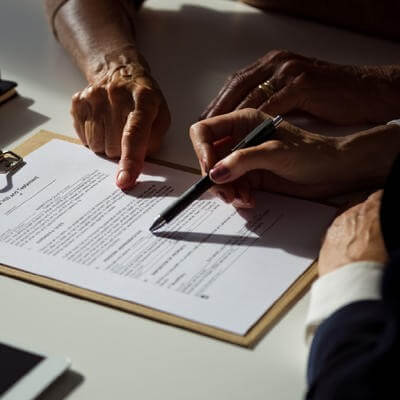 Legal documents being signed 