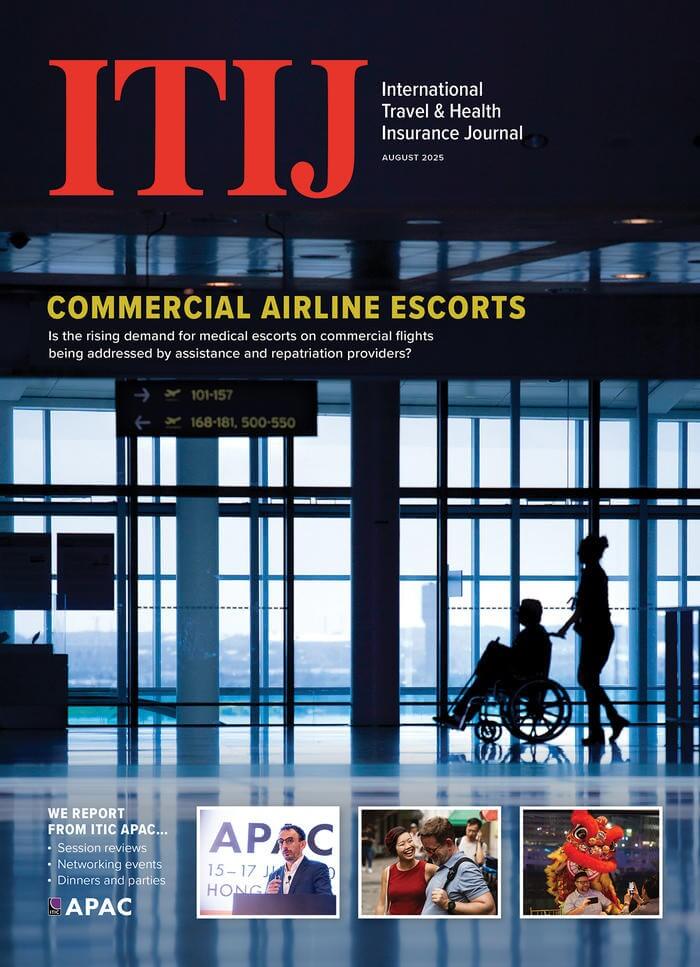 ITIJ 295 magazine cover of a flight assistant and wheelchair user