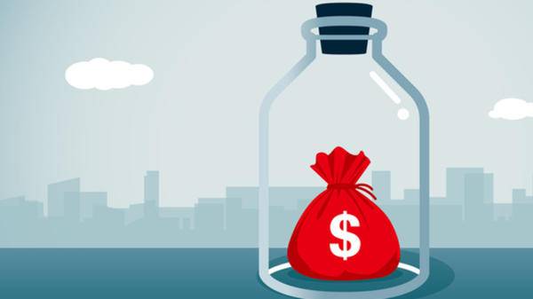 money in glass jar