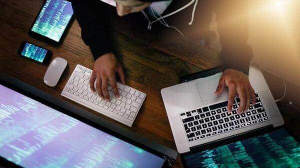 Hacker using computers