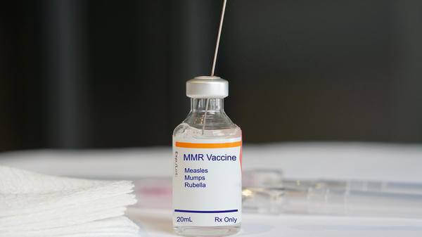 MMR vaccine in glass vial