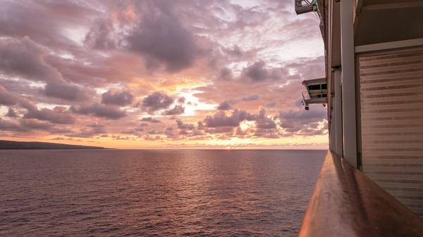 Cruise ship at sunset
