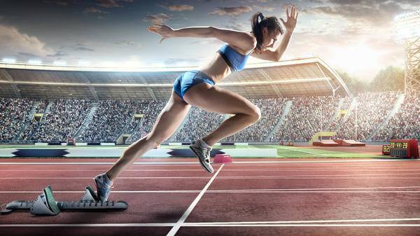 Female athlete sprinting