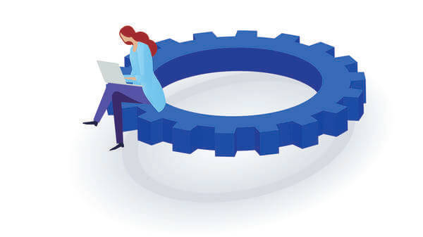 Doctor sitting on a cog