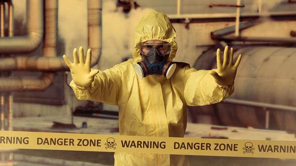 Man wearing protective suit