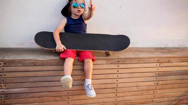 Cool kid with skateboard
