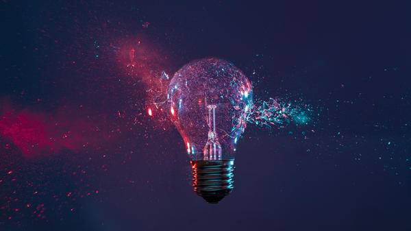 Lightbulb exploding with innovation