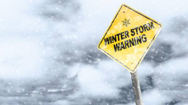 Winter storm warning sign