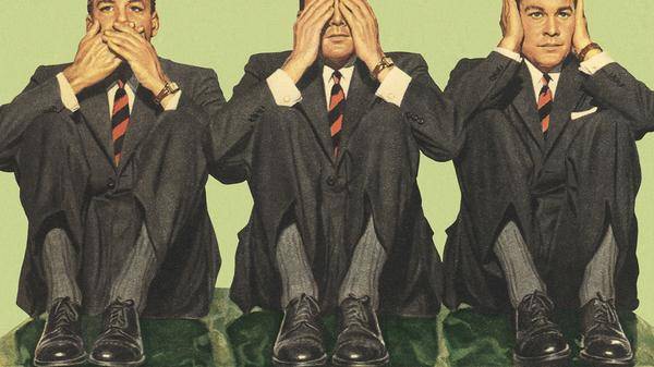 Businessmen covering mouth, eyes and ears