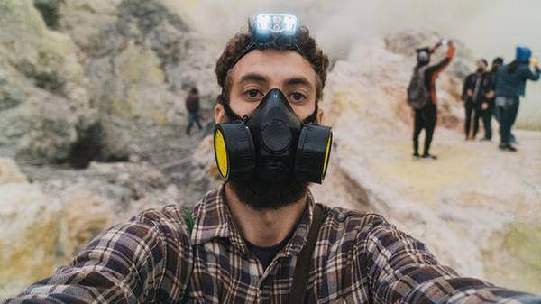 Man wearing protective mask