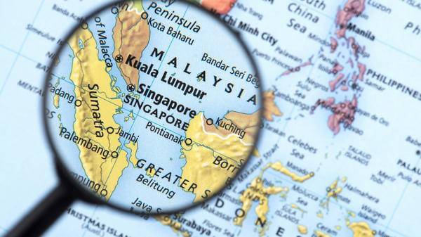 Malaysia on the map under the magnifying glass