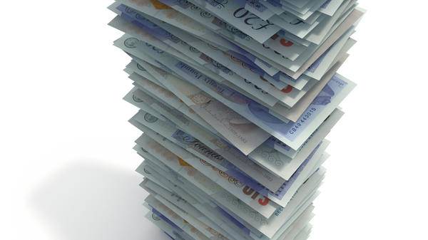 Stack of British notes