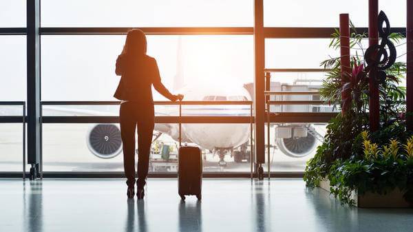 Business traveller on the phone