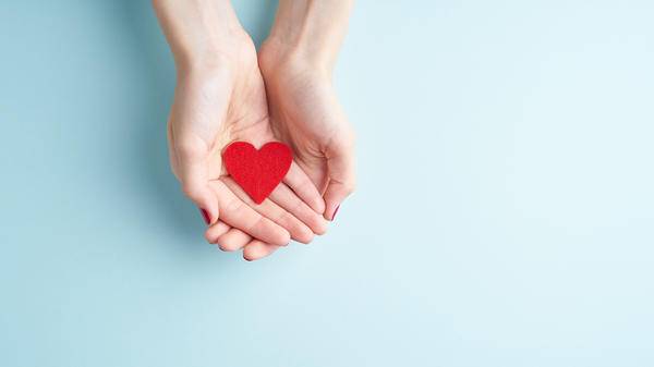 Heart in hands protection concept