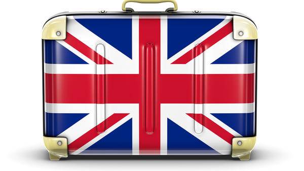 A suitcase with a Union Jack on it