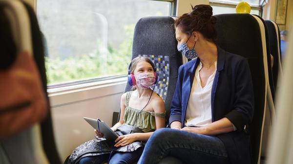 Mother and daughter travelling