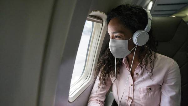 Woman on plane