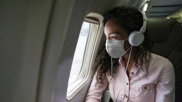 Woman on plane