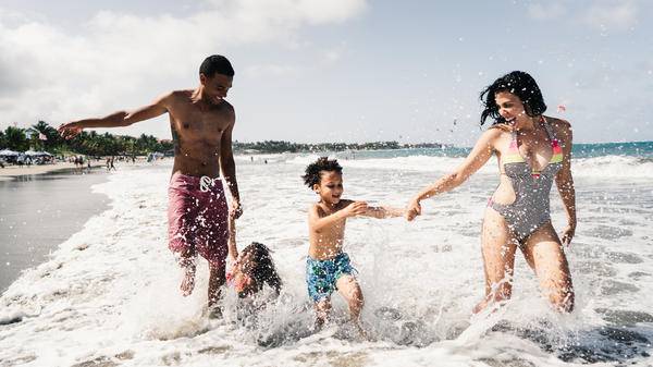 Family on beach