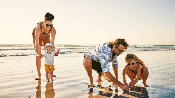 Family on beach