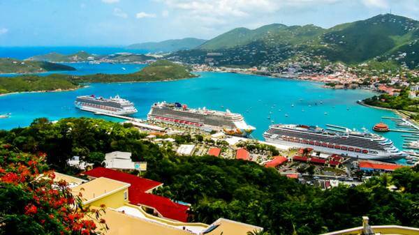 Cruise ships moored
