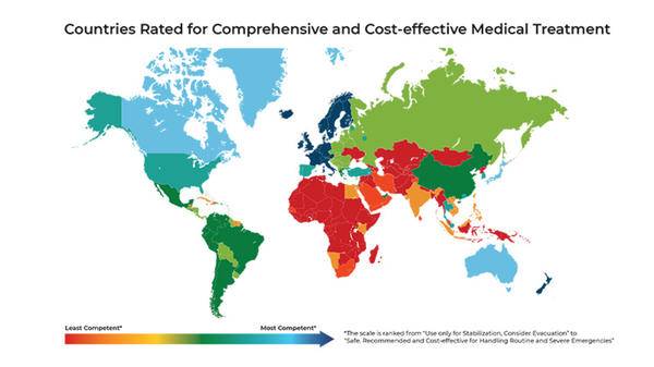 Countries rated for comprehensive and cost-effective medical treatment