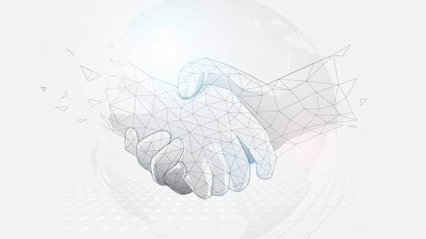 technology partnership handshake