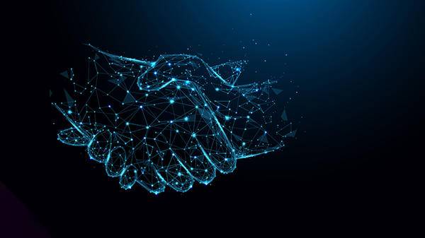Hands holding data network 