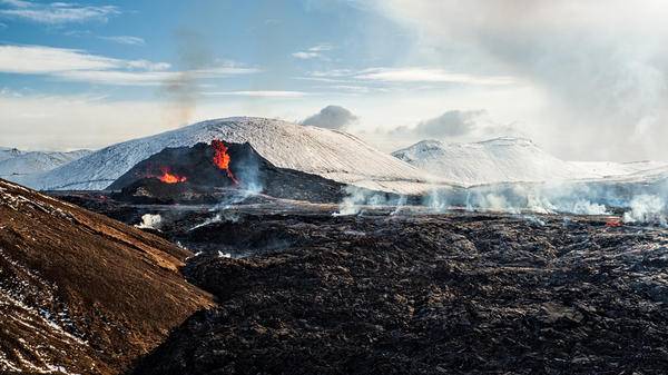 Volcano erupting