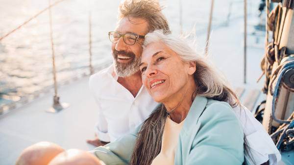 Senior couple sailing