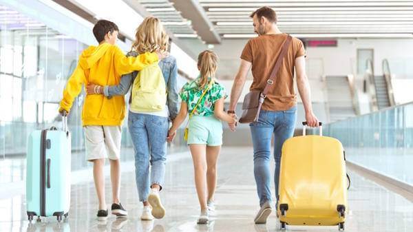 Family at an airport