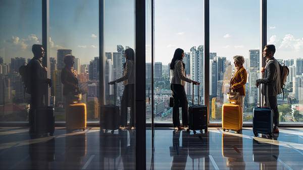 Business people travelling with luggage 