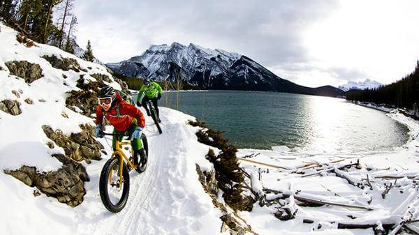 Winter snow mountain biking 