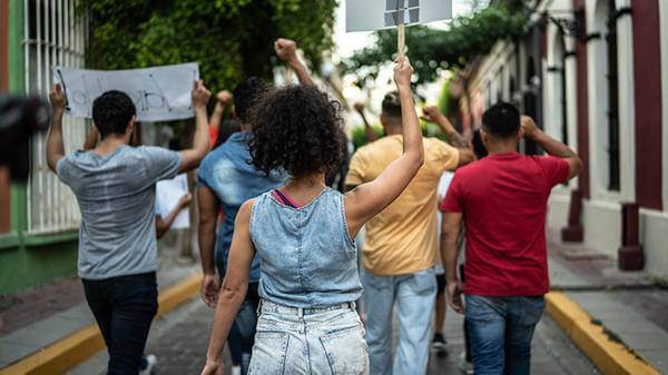 Protesting in the street