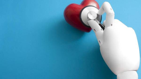 Robot doctor stethoscope and heart
