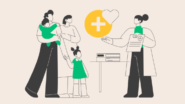 Drawing of family at doctors