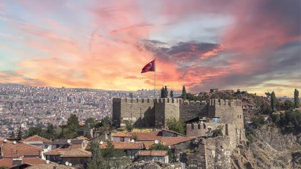 Turkey city with flag