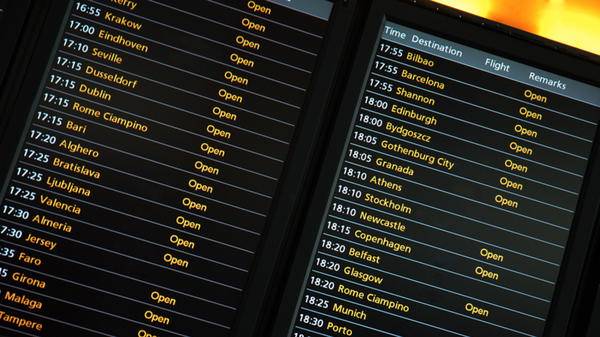 Image of flight timetable at airport