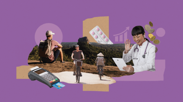 Collage about healthcare for expatriates in Asia